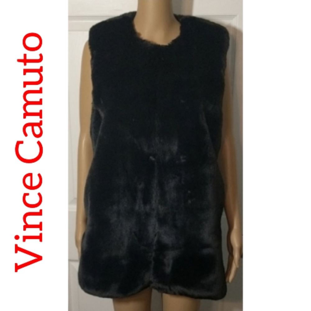 Vince Camuto Soft Black Fur Vest NWT One Size